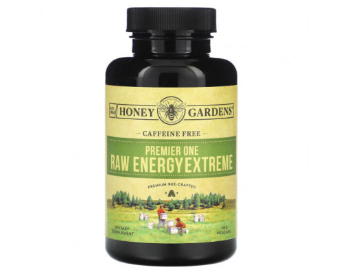 Прополис и пчелиное маточное молочко Honey Gardens, Premier One, Raw Energy Extreme, без кофеина, 100 растительных капсул Прополис и пчелиное маточное молочко Honey Gardens, Premier One, Raw Energy Extreme, без кофеина, 100 растительных капсул