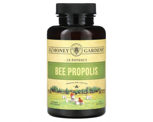 Прополис и пчелиное маточное молочко Honey Gardens, пчелиный прополис, двойная эффективность, 120 капсул Прополис и пчелиное маточное молочко Honey Gardens, пчелиный прополис, двойная эффективность, 120 капсул
