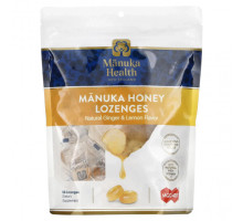 От гриппа и простуды Manuka Health, Леденцы с медом Manuka, натуральный имбирь и лимон, 58 леденцов