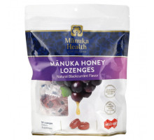 От гриппа и простуды Manuka Health, Леденцы с медом Manuka, натуральная черная смородина, 58 леденцов