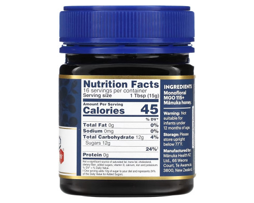 Manuka Health, Raw Manuka Honey, MGO 115+, 8.8 oz (250 g) Manuka Health, Raw Manuka Honey, MGO 115+, 8.8 oz (250 g)