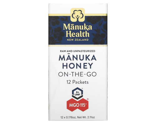 Manuka Health, Manuka Honey On-The-Go, MGO 115+, 12 Packets, 0.176 oz (5 g) Each Manuka Health, Manuka Honey On-The-Go, MGO 115+, 12 Packets, 0.176 oz (5 g) Each