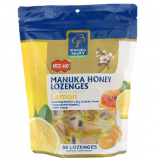Manuka Health, Manuka Honey Lozenges, Lemon, MGO 400+, 58 Lozenges