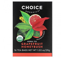 Травяные сборы и чаи Choice Organic Teas, Herbal Tea, грейпфрут и ханибуш, без кофеина, 16 чайных пакетиков, 29 г (1,02 унции)