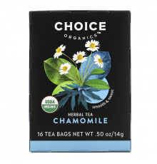 Choice Organic Teas, Травяной чай, органический, ромашка, без кофеина, 16 чайных пакетиков, 0,5 унции (14 г)