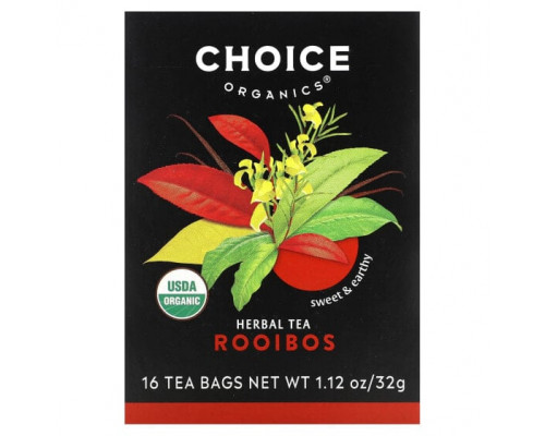 Травяные сборы и чаи Choice Organic Teas, Herbal Tea, ройбуш, без кофеина, 16 чайных пакетиков, 32 г (1,12 унции) Травяные сборы и чаи Choice Organic Teas, Herbal Tea, ройбуш, без кофеина, 16 чайных пакетиков, 32 г (1,12 унции)
