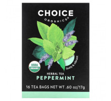 Травяные сборы и чаи Choice Organic Teas, Herbal Tea, перечная мята, без кофеина, 16 чайных пакетиков, 17 г (0,60 унции)
