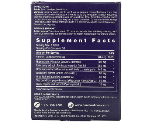 New Nordic, Active Immune, Immune Support, 30 Tablets New Nordic, Active Immune, Immune Support, 30 Tablets