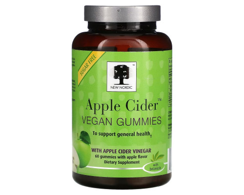 New Nordic, Apple Cider, жевательные таблетки со вкусом яблока, 60 шт.