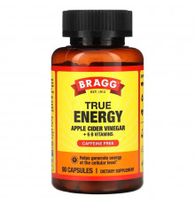 Bragg, True Energy Apple Cider Vinegar + 6 B Vitamins, Caffeine Free, 90 Capsules