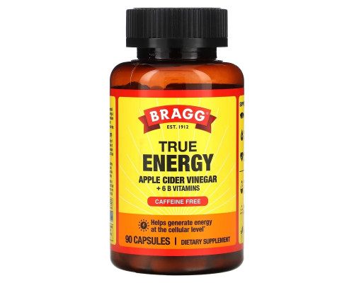 Bragg, True Energy Apple Cider Vinegar + 6 B Vitamins, Caffeine Free, 90 Capsules Bragg, True Energy Apple Cider Vinegar + 6 B Vitamins, Caffeine Free, 90 Capsules