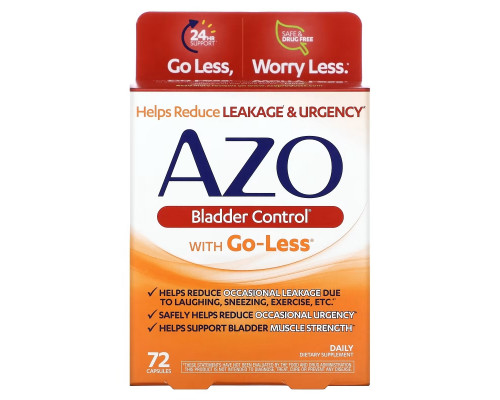 Azo, Контроль мочевого пузыря, со смесью Go-Less, 72 капсулы Azo, Контроль мочевого пузыря, со смесью Go-Less, 72 капсулы