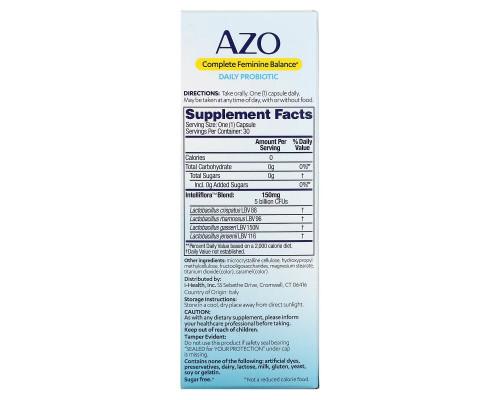 Azo, Complete Feminine Balance, Daily Probiotic, 30 Once Daily Capsules Azo, Complete Feminine Balance, Daily Probiotic, 30 Once Daily Capsules