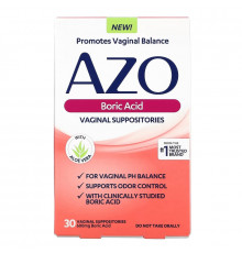 Azo, Boric Acid, Vaginal Suppositories, 600 mg, 30 Suppositories