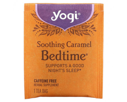 Травяные сборы и чаи Yogi Tea, Bedtime, успокаивающая карамель, без кофеина, 16 чайных пакетиков, 30 г (1,07 унций) Травяные сборы и чаи Yogi Tea, Bedtime, успокаивающая карамель, без кофеина, 16 чайных пакетиков, 30 г (1,07 унций)
