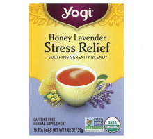 Травяные сборы и чаи Yogi Tea, Stress Relief, мед и лаванда, без кофеина, 16 чайных пакетиков, 29 г (1,02 унции)