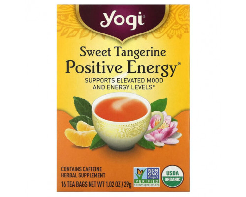 Травяные сборы и чаи Yogi Tea, Positive Energy, сладкий мандарин, 16 чайных пакетиков, 29 г (1,02 унции) Травяные сборы и чаи Yogi Tea, Positive Energy, сладкий мандарин, 16 чайных пакетиков, 29 г (1,02 унции)