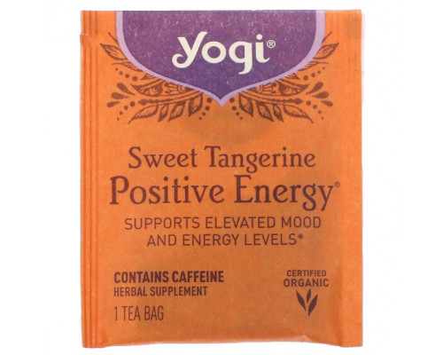 Травяные сборы и чаи Yogi Tea, Positive Energy, сладкий мандарин, 16 чайных пакетиков, 29 г (1,02 унции) Травяные сборы и чаи Yogi Tea, Positive Energy, сладкий мандарин, 16 чайных пакетиков, 29 г (1,02 унции)