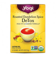 Травяные сборы и чаи Yogi Tea, Detox, вкус жареного одуванчика и специй, без кофеина, 16 чайных пакетиков, 24 г (0,85 унции)