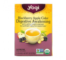 Травяные сборы и чаи Yogi Tea, Пробуждение пищеварения, чай без кофеина с ежевикой и яблочным сидром, 16 чайных пакетиков, 29 г (1,02 унции)