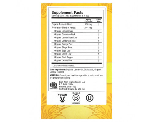 Травяные сборы и чаи Yogi Tea, Sweet Ginger Citrus Turmeric Vitality, без кофеина, 16 чайных пакетиков, 1,12 унции (32 г) Травяные сборы и чаи Yogi Tea, Sweet Ginger Citrus Turmeric Vitality, без кофеина, 16 чайных пакетиков, 1,12 унции (32 г)