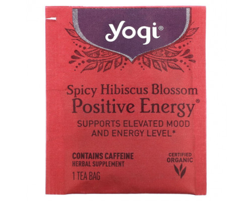 Травяные сборы и чаи Yogi Tea, Spicy Hibiscus Positive Energy, 16 чайных пакетиков, 32 г (1,12 унции) Травяные сборы и чаи Yogi Tea, Spicy Hibiscus Positive Energy, 16 чайных пакетиков, 32 г (1,12 унции)