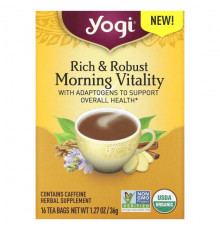 Травяные сборы и чаи Yogi Tea, Rich & Robust Morning Vitaility, 16 чайных пакетиков, 36 г (1,27 унции)