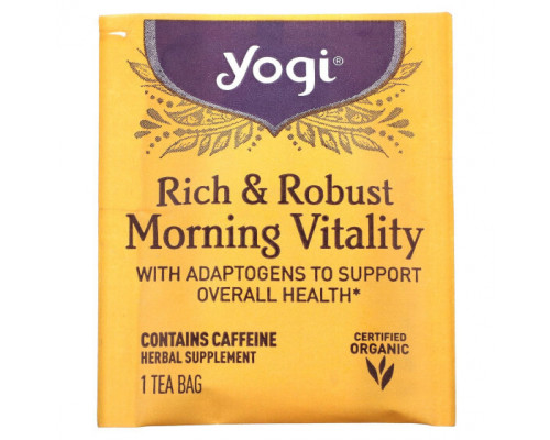 Травяные сборы и чаи Yogi Tea, Rich & Robust Morning Vitaility, 16 чайных пакетиков, 36 г (1,27 унции) Травяные сборы и чаи Yogi Tea, Rich & Robust Morning Vitaility, 16 чайных пакетиков, 36 г (1,27 унции)