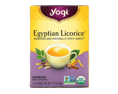 Yogi Tea, Египетская лакрица без кофеина, 16 чайных пакетиков, 1.27 унций (36 г) Yogi Tea, Египетская лакрица без кофеина, 16 чайных пакетиков, 1.27 унций (36 г)