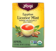 Yogi Tea, Египетская лакрица и мята, без кофеина, 16 чайных пакетиков, 1,12 унции (32 г)