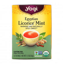 Yogi Tea, Египетская лакрица и мята, без кофеина, 16 чайных пакетиков, 1,12 унции (32 г)