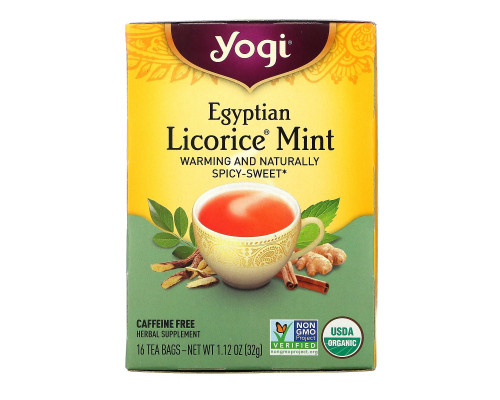 Yogi Tea, Египетская лакрица и мята, без кофеина, 16 чайных пакетиков, 1,12 унции (32 г) Yogi Tea, Египетская лакрица и мята, без кофеина, 16 чайных пакетиков, 1,12 унции (32 г)