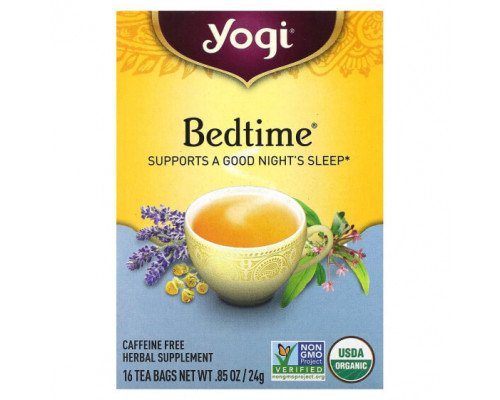 Травяные сборы и чаи Yogi Tea, Bedtime, без кофеина, 16 чайных пакетиков, 24 г (85 унций) Травяные сборы и чаи Yogi Tea, Bedtime, без кофеина, 16 чайных пакетиков, 24 г (85 унций)