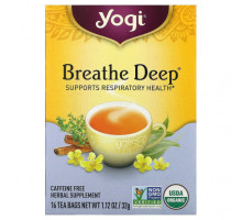 Травяные сборы и чаи Yogi Tea, Breathe Deep, без кофеина, 16 чайных пакетиков, 32 г (1,12 унции)