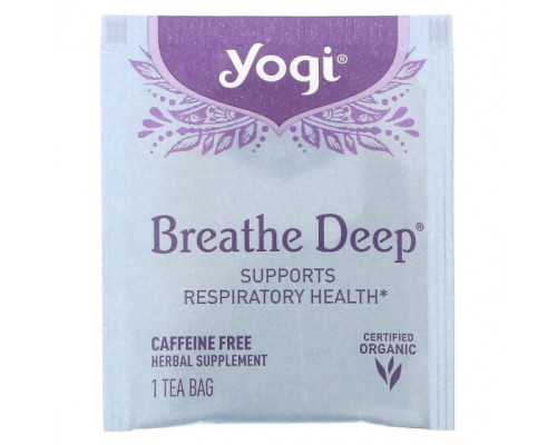 Травяные сборы и чаи Yogi Tea, Breathe Deep, без кофеина, 16 чайных пакетиков, 32 г (1,12 унции) Травяные сборы и чаи Yogi Tea, Breathe Deep, без кофеина, 16 чайных пакетиков, 32 г (1,12 унции)
