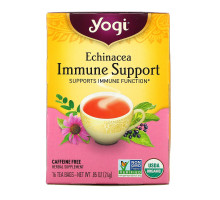Yogi Tea, Чай для иммунной поддержки с эхинацеей без кофеина, 16 чайных пакетиков, 0.85 унций (24 г)
