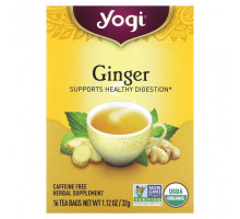 Травяные сборы и чаи Yogi Tea, Органический имбирь, 16 чайных пакетиков, 32 г (1,12 унции)