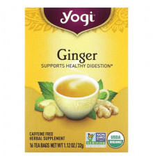 Травяные сборы и чаи Yogi Tea, Органический имбирь, 16 чайных пакетиков, 32 г (1,12 унции)