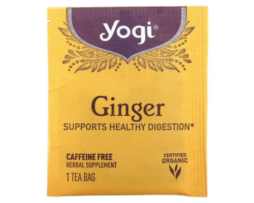 Травяные сборы и чаи Yogi Tea, Органический имбирь, 16 чайных пакетиков, 32 г (1,12 унции) Травяные сборы и чаи Yogi Tea, Органический имбирь, 16 чайных пакетиков, 32 г (1,12 унции)