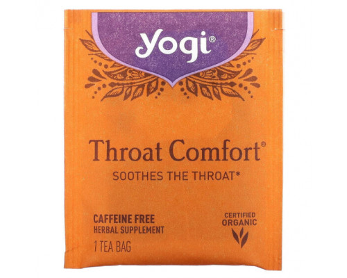 Травяные сборы и чаи Yogi Tea, Throat Comfort, без кофеина, 16 чайных пакетиков, 36 г (1,27 унции) Травяные сборы и чаи Yogi Tea, Throat Comfort, без кофеина, 16 чайных пакетиков, 36 г (1,27 унции)