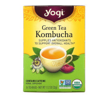 Yogi Tea, Зеленый чай с комбучей (чайным грибом), 16 чайных пакетиков, 1.12 унций (32 г)