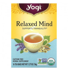 Травяные сборы и чаи Yogi Tea, Relaxed Mind, чай без кофеина, 16 чайных пакетиков, 32 г (1,12 унции)