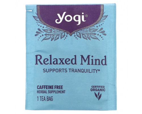 Травяные сборы и чаи Yogi Tea, Relaxed Mind, чай без кофеина, 16 чайных пакетиков, 32 г (1,12 унции) Травяные сборы и чаи Yogi Tea, Relaxed Mind, чай без кофеина, 16 чайных пакетиков, 32 г (1,12 унции)