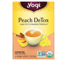 Травяные сборы и чаи Yogi Tea, Peach DeTox, персик, без кофеина, 16 чайных пакетиков, 32 г (1,12 унций)