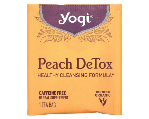 Травяные сборы и чаи Yogi Tea, Peach DeTox, персик, без кофеина, 16 чайных пакетиков, 32 г (1,12 унций) Травяные сборы и чаи Yogi Tea, Peach DeTox, персик, без кофеина, 16 чайных пакетиков, 32 г (1,12 унций)
