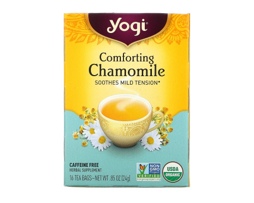 Yogi Tea, Успокаивающая ромашка, не содержит кофеин, 16 чайных пакетиков, .85 унций (24 г) Yogi Tea, Успокаивающая ромашка, не содержит кофеин, 16 чайных пакетиков, .85 унций (24 г)