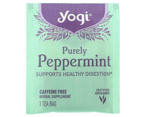 Травяные сборы и чаи Yogi Tea, Purely Peppermint, без кофеина, 16 чайных пакетиков, 24 г (0,85 унции) Травяные сборы и чаи Yogi Tea, Purely Peppermint, без кофеина, 16 чайных пакетиков, 24 г (0,85 унции)