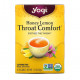 Травяные сборы и чаи Yogi Tea, Органический, Throat Comfort, со вкусом меда и лимона, без кофеина, 16 чайных пакетиков, 1.12 унций (32 г)