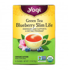 Yogi Tea, Зеленый чай с черникой Slim Life, 16 чайных пакетиков, 1.12 унций (32 г)