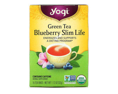 Yogi Tea, Зеленый чай с черникой Slim Life, 16 чайных пакетиков, 1.12 унций (32 г) Yogi Tea, Зеленый чай с черникой Slim Life, 16 чайных пакетиков, 1.12 унций (32 г)